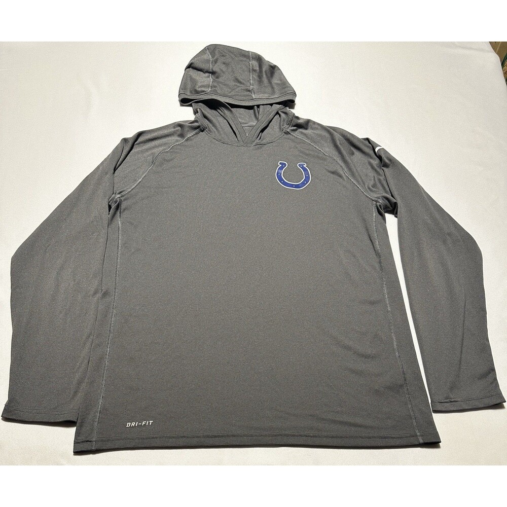 Indianapolis Colts Nike Shirt Long Sleeve Hood NFL Football Mens Large *READ